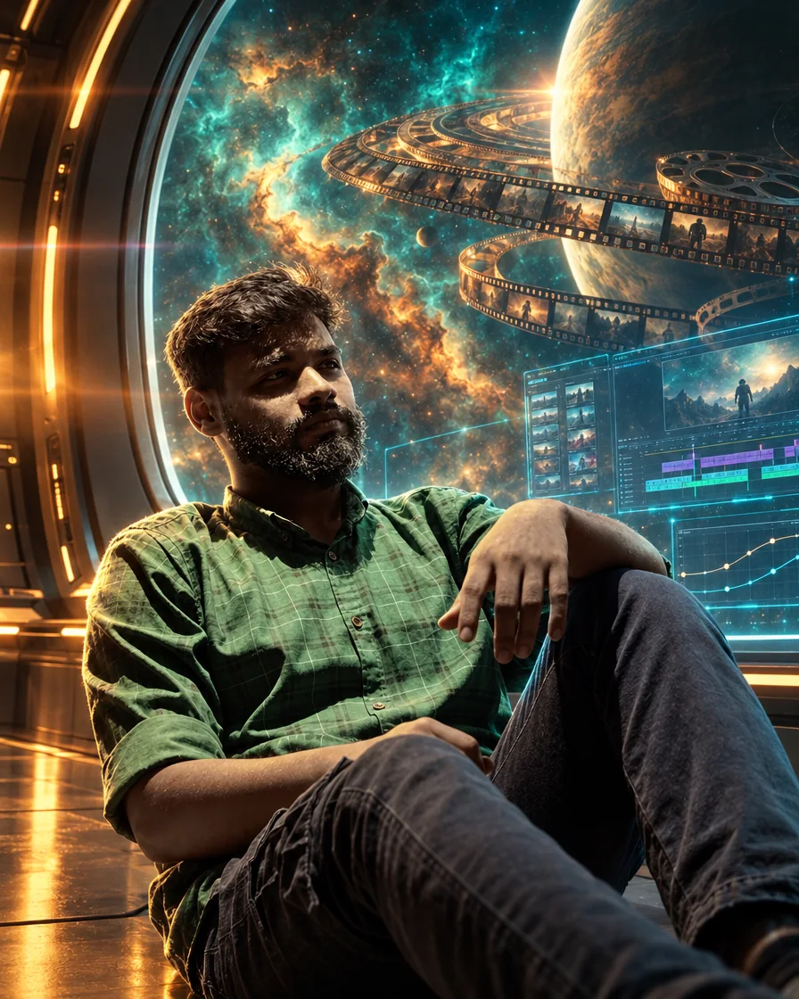 The same shot graded and composited as a sci-fi film still